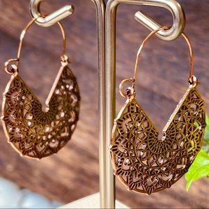 Earrings Open filigree earrings Rose Gold Hoop earrings versatile Southwestern